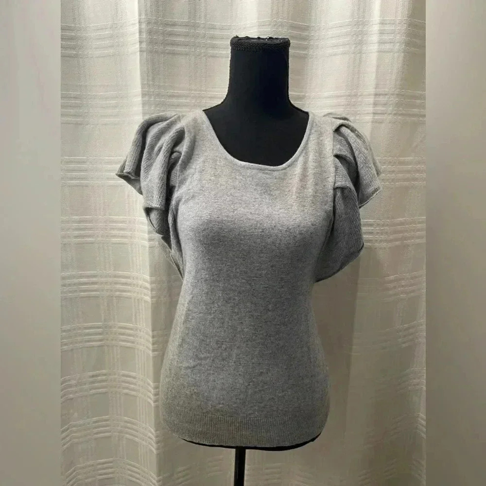 Robin ruffled sleeve wool angora mix shirt